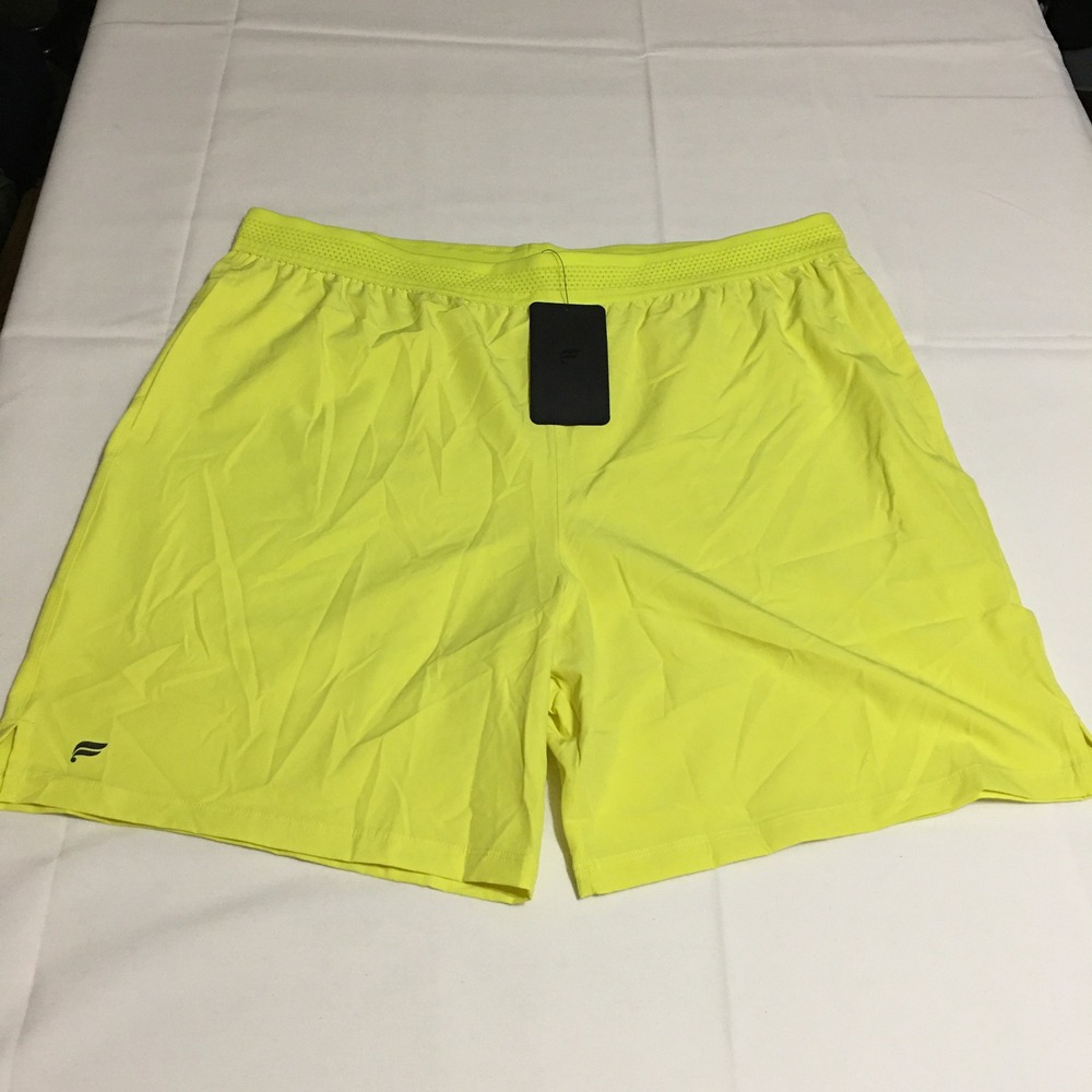 Fabletics Fundamental Shorts Mens 2XL Yellow 7 Inch Inseam NWT $49.95